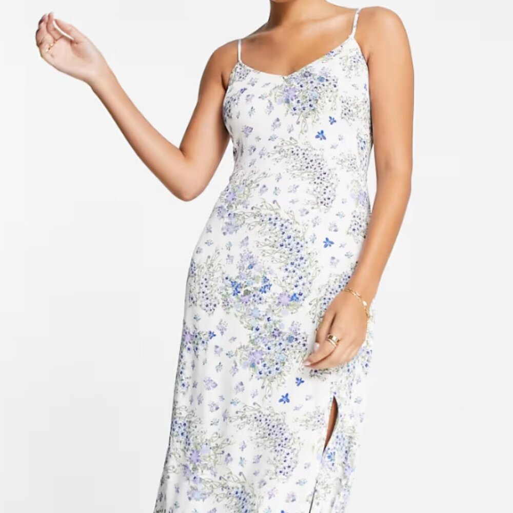 Midi cami dress with tie back in summer floral print